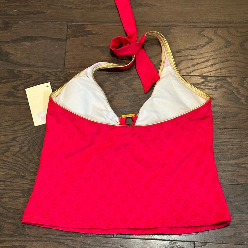 ST. JOHN Swim Monogrammed Hot Pink Halter Tankini Top Size 10 NWT - Picture 2 of 9